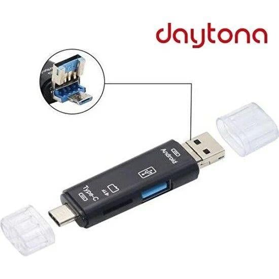 Daytona A5068 3'lü OTG okuyucu.TİP-C/Micro USB/USB