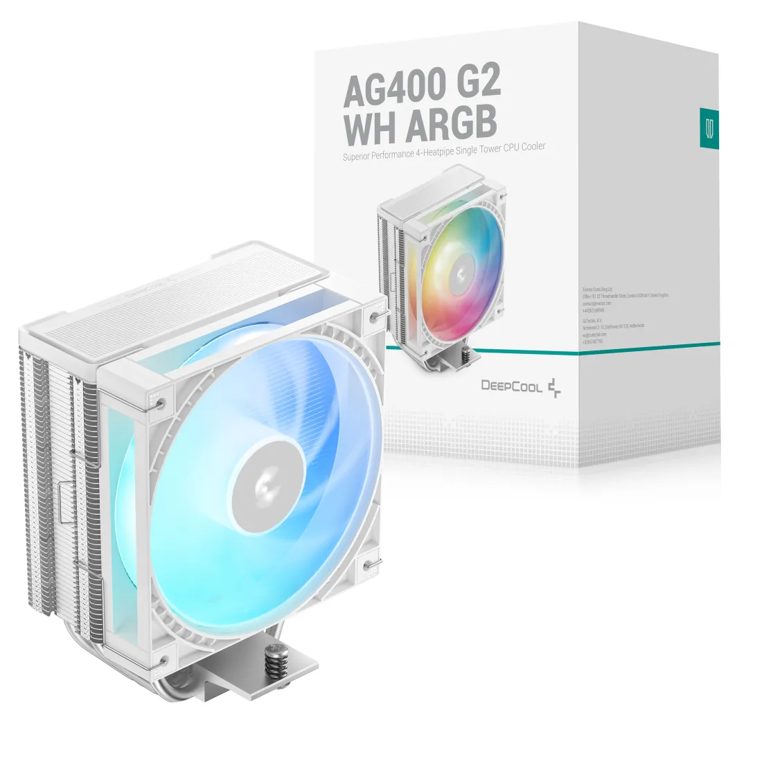 DEEPCOOL AG400-G2-WH ARGB AM5-1851p Hava Soğutmalı İşlemci Fanı Beyaz