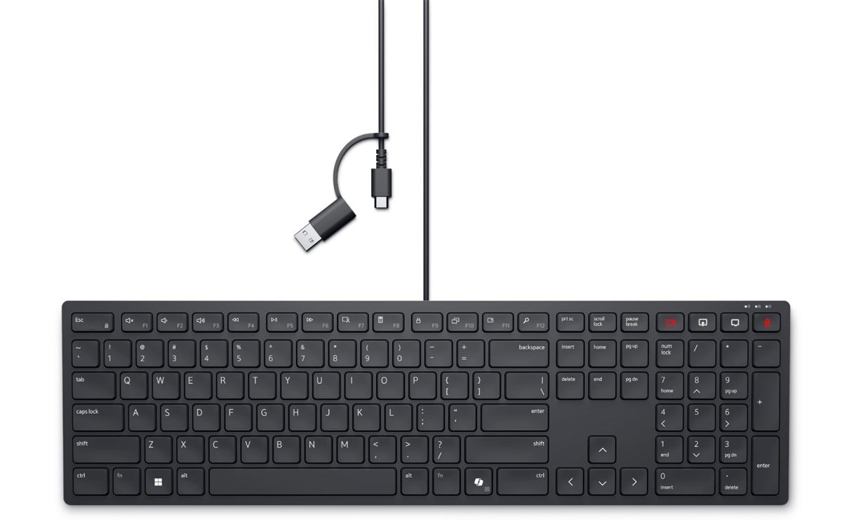 DELL Q TR KB525C PRO 580-BBSW Sessiz Kablolu TypeC Klavye