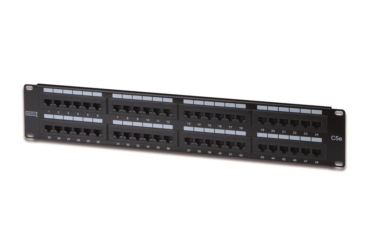 Digitus 19 Inch 48 Port Cat-5E UTP Patch Panel, 50 μ (Mikron), Altın Kontak, Zırhsız 