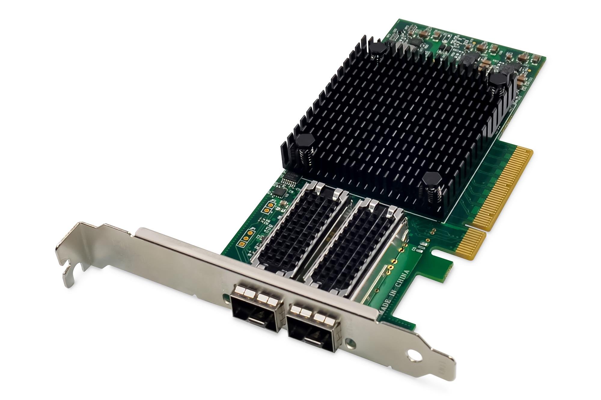 Digitus 2 port 25G SFP28 PCI Express Ethernet Kartı, Mellanox çip takımı<br>
Digitus Dual-Port 25 Gigabit Ethernet Network Card, SFP28, PCI Express, Mellanox chipset 