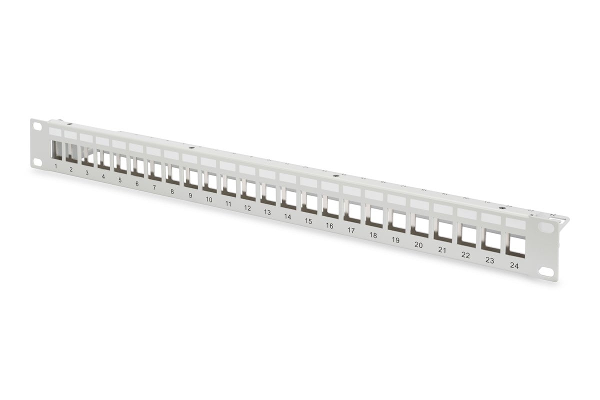 Digitus 24 Port Boş Patch Panel, Zırhlı, 1U Yüksekliğinde, Gri Renk 