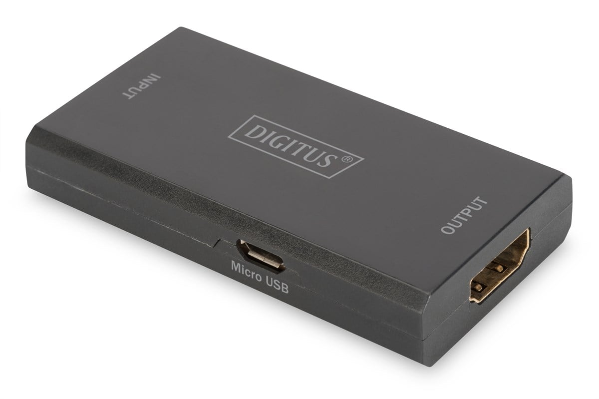 Digitus 4K HDMI Sinyal Tekrarlayıcısı (HDMI Repeater)/Sinyal Uzatma Cihazı, Çözünürlük: 4K2K@60Hz, Bantgenişliği: 18 Gbps/600MHz, 30 metre