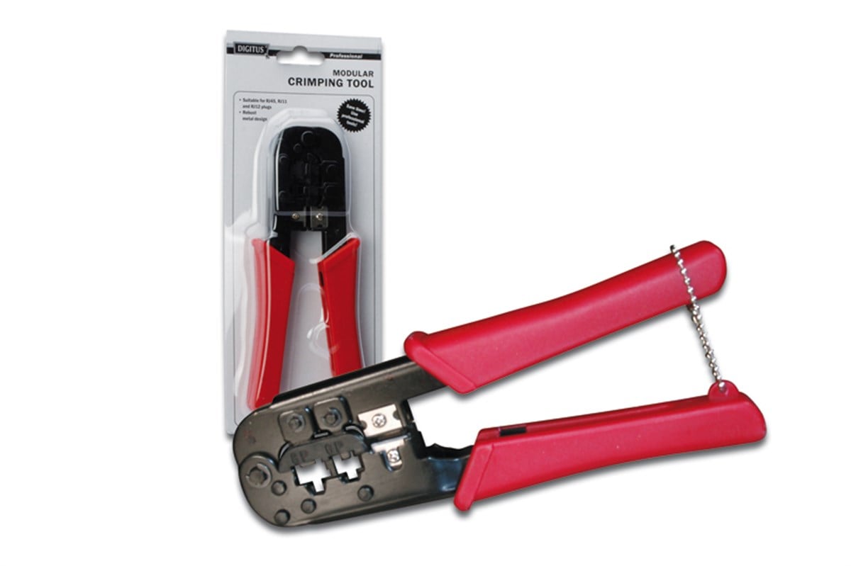Digitus 8P/8C (RJ-45), 6P/6C (RJ-12) ve 6P/4C (RJ-11) Modüler Fişler İçin Metal Crimp Aleti/Sıkma Pensi ve Kablo Kılıfı Sıyırma Aleti