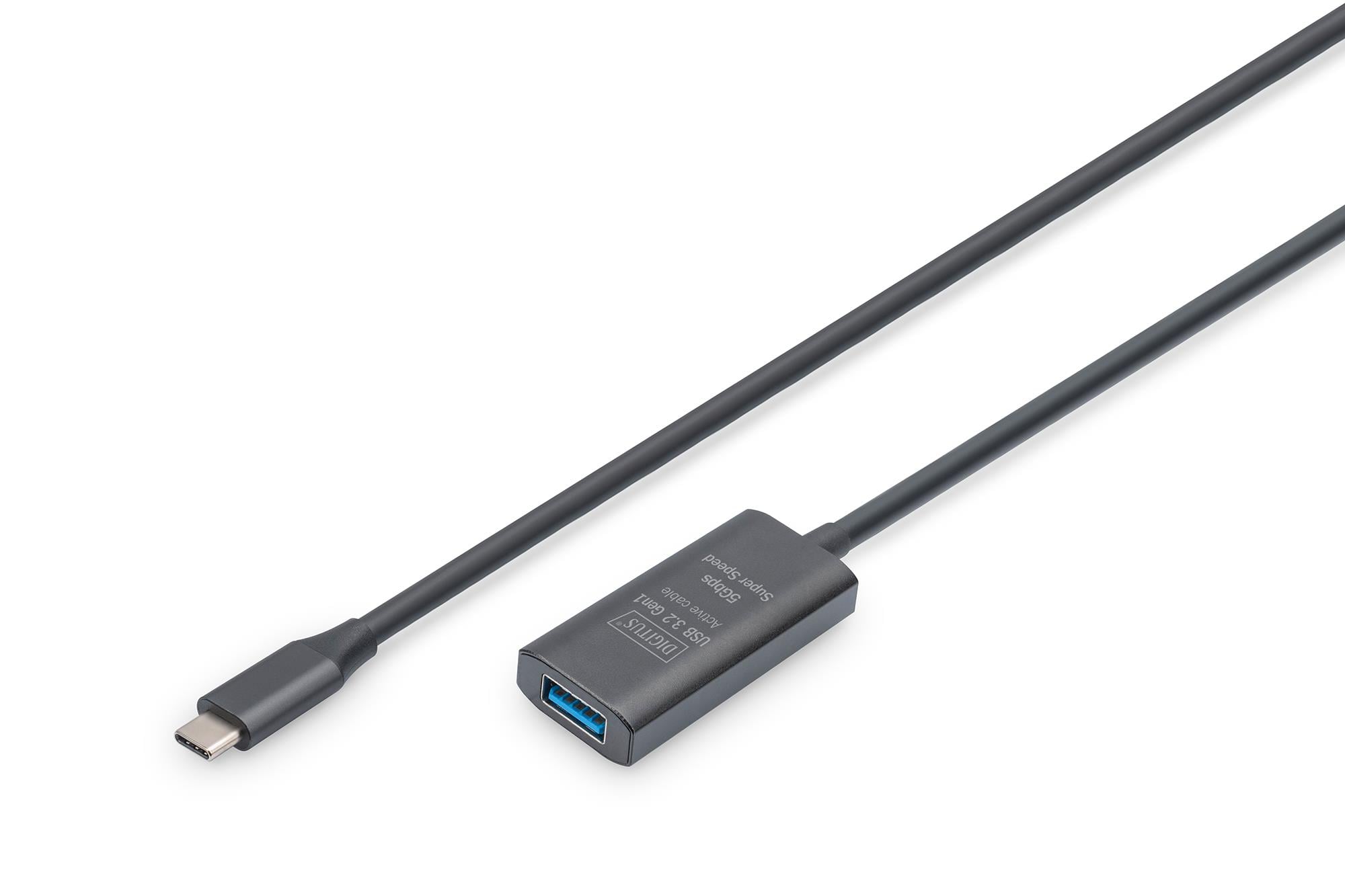 DIGITUS Active USB-C Extension Cable, 5m 5G, USB 3.2 Gen1, USB-C - USB-A (M/F)
