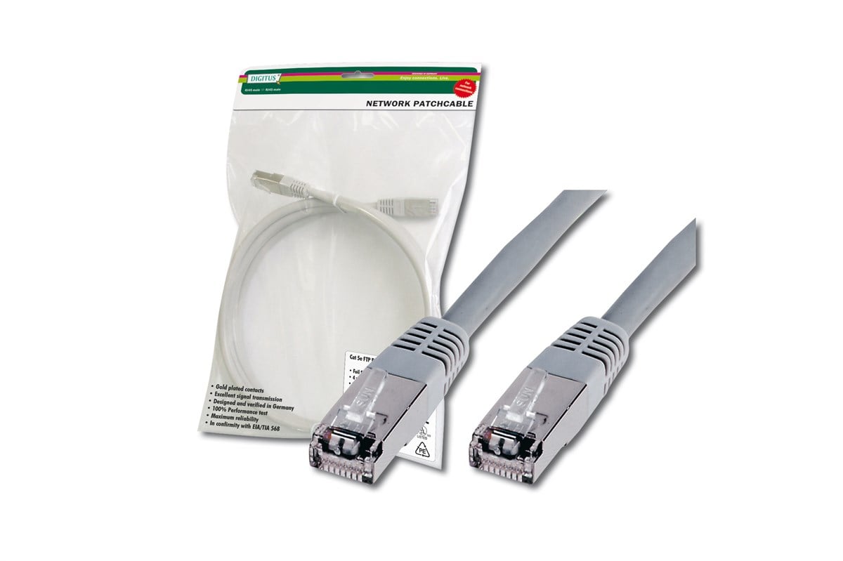 Digitus CAT 5e SF-UTP Patch Kablosu, 20 metre, AWG 26/7, gri renk