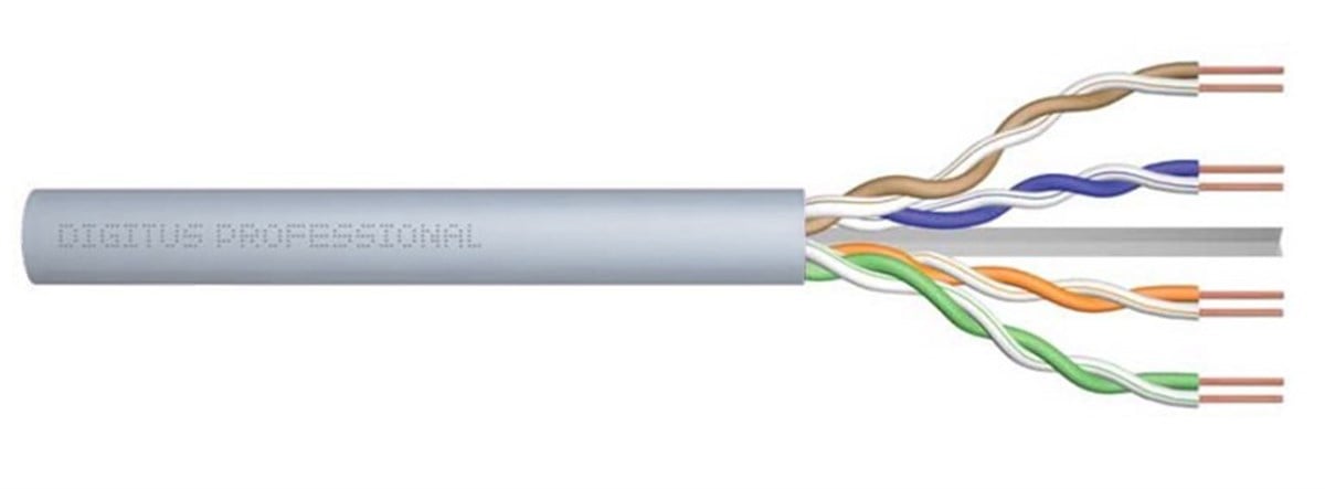 Digitus CAT 6 Class Eca, U-UTP Data Kablosu, 250 MHz, AWG 23/1, CCA-Copper Clad Aluminum, Simplex, Gri Renk, 500 metre<br>
Digitus CAT 6 Class Eca, U-UTP Installation Cable, 250 MHz, AWG 23/1, CCA-Copper Clad Aluminum, Simplex, Grey, 500m Drum