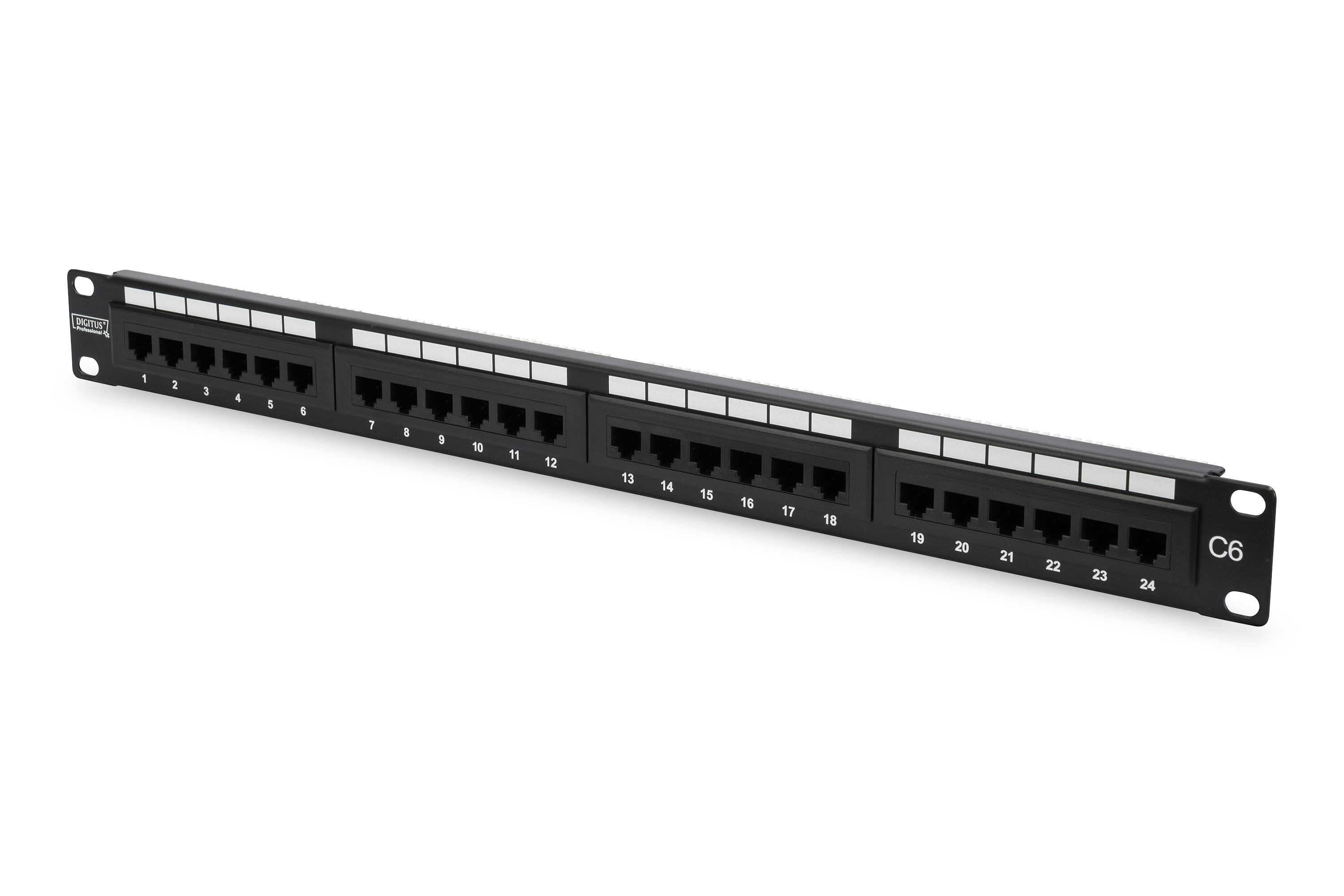 Digitus CAT 6, E Sınıfı Patch Panel, zırhsız (unshielded), siyah renk<br>
Digitus CAT 6, Class E Patch Panel, unshielded, black