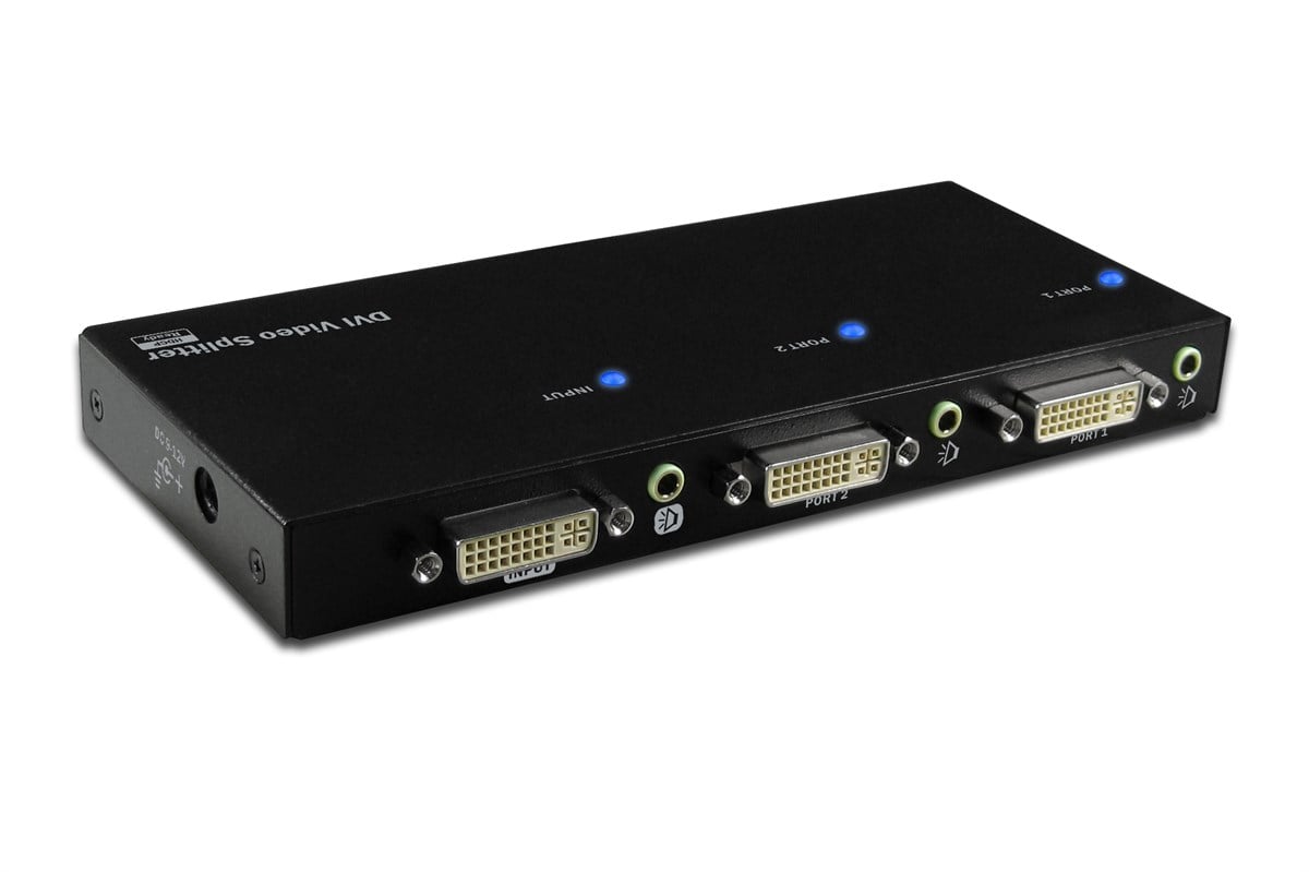 Digitus DVI Monitör/Ses Sinyali Çoklayıcısı, 1 PC-2 Monitör/Hoparlör, 1 x DVI/Dişi + Ses (Ekran Girişi) - 2 x DVI/Dişi + Ses (Ekran Çıkışı) 