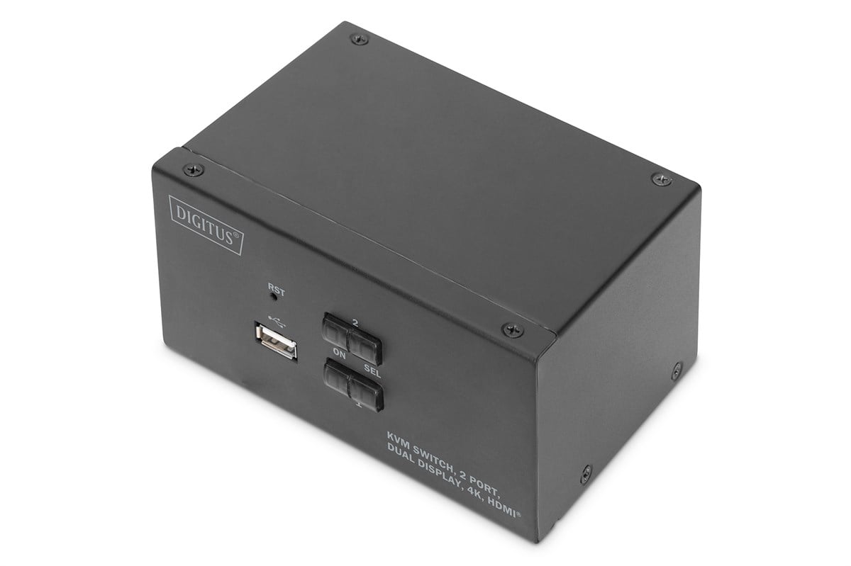 DIGITUS KVM Switch, 2 Port, Dual Display, 4K, HDMI® 