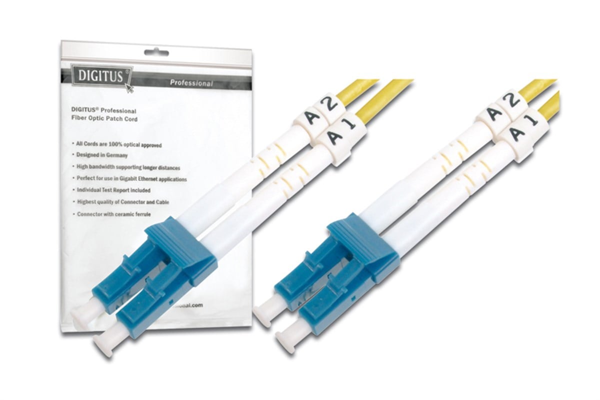 Digitus LC-LC Fiber Optik Patch Kablo, 15 metre, Singlemode, Duplex, 09/125