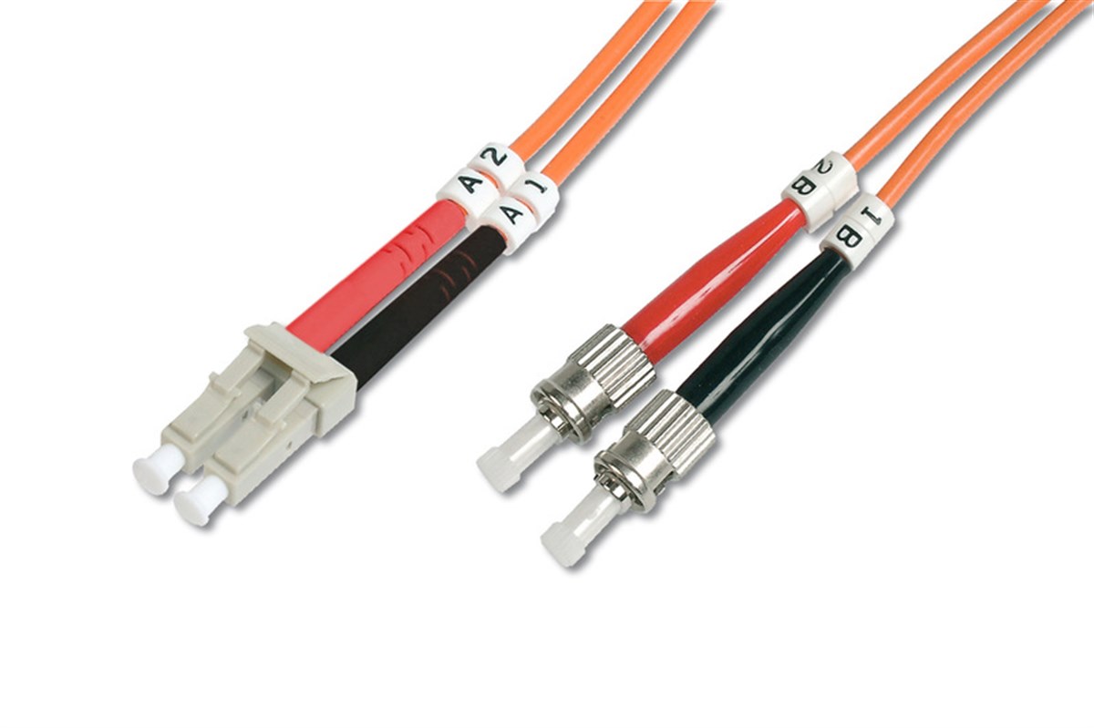 Digitus LC-ST Fiber Optik Patch Kablo, 3 metre, Multimode, Duplex, 50/125 