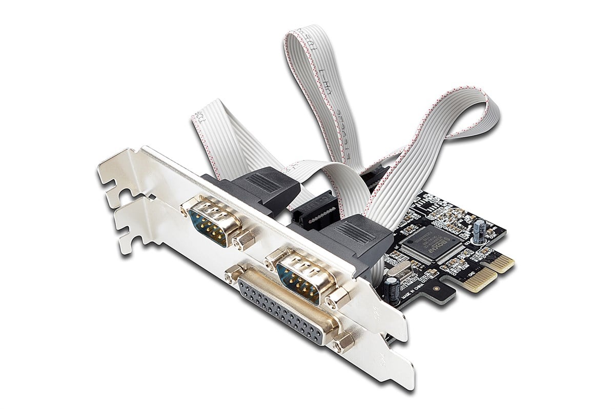 Digitus Multi I/O PCI Express Kartı, 2 x Seri (DB9 erkek), 1 x Paralel (DB25 dişi) Port, MCS9901CV-CC chipset'li