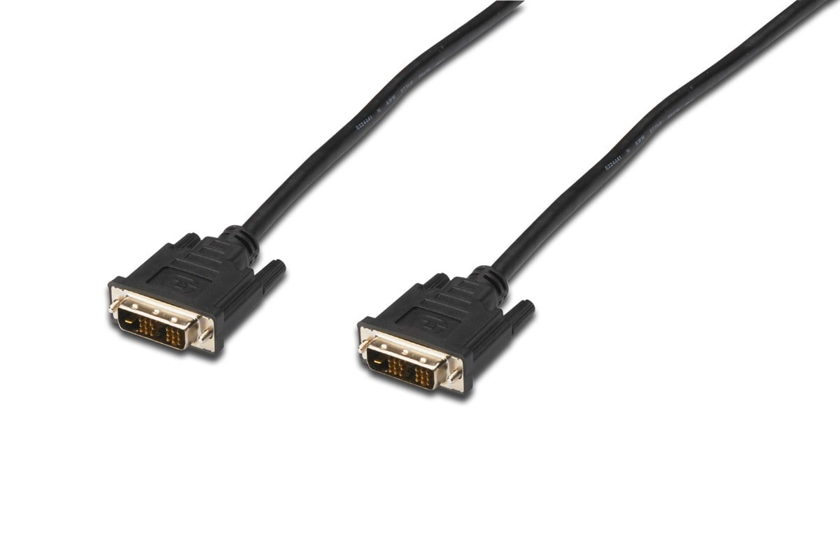 DVI-D Bağlantı Kablosu, DVI-D (18+1) Erkek - DVI-D (18+1) Erkek, 2x Ferrite Kömürlü, 5 metre, UL, AWG 30, siyah 