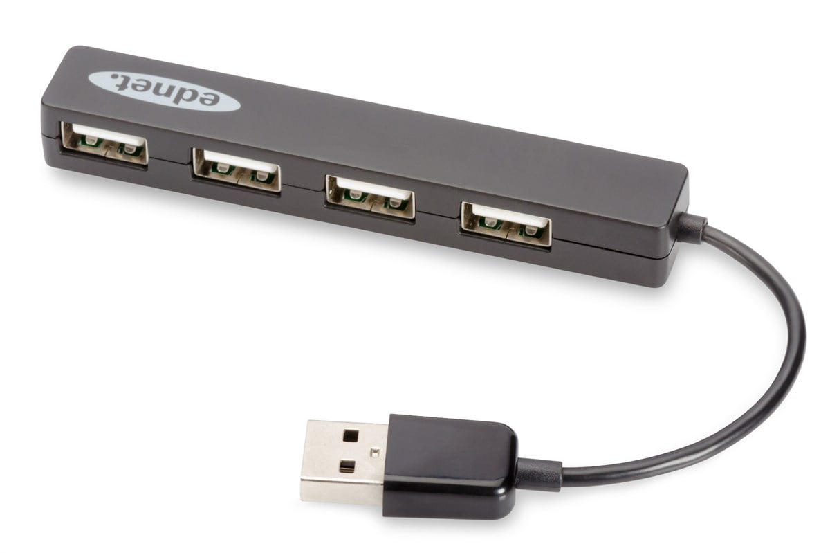 ednet 4 Port USB 2.0 Hub, kablo formunda, plastik