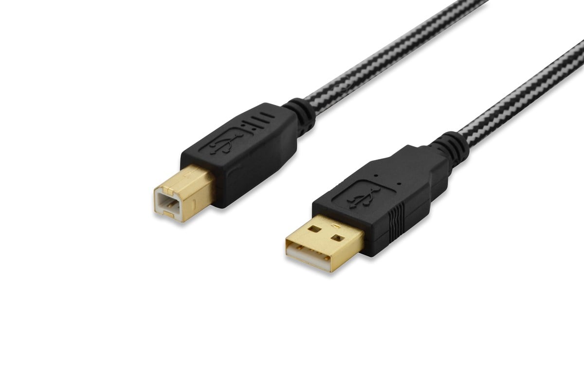 ednet USB 2.0 Bağlantı Kablosu, USB A Erkek - USB B Erkek, 1.8 metre, AWG 28, UL, siyah renk 
