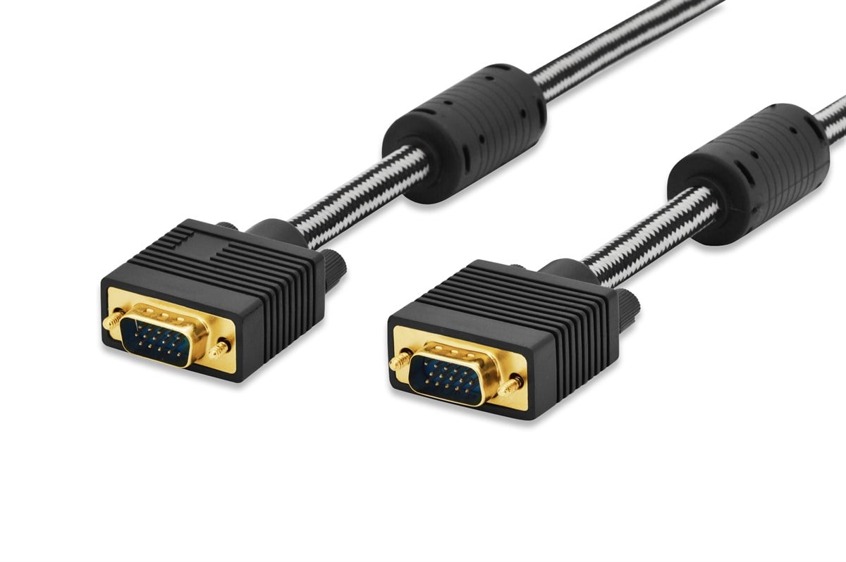 ednet VGA Monitör Kablosu, HD15 Erkek - HD15 Erkek, 1.8 metre, AWG 28, siyah renk, altın kaplama 