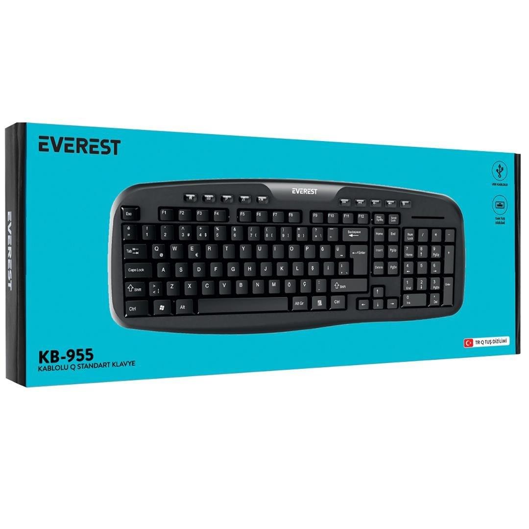 Everest KB-955 Siyah Usb Multimedia Kablolu Q Standart Klavye