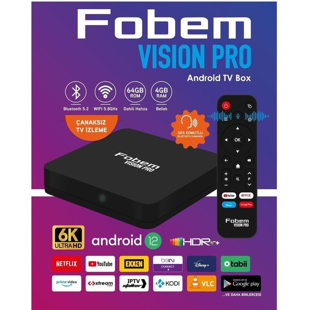 FOBEM VISION PRO 4GB 64GB 6K ANDROİD BOX
