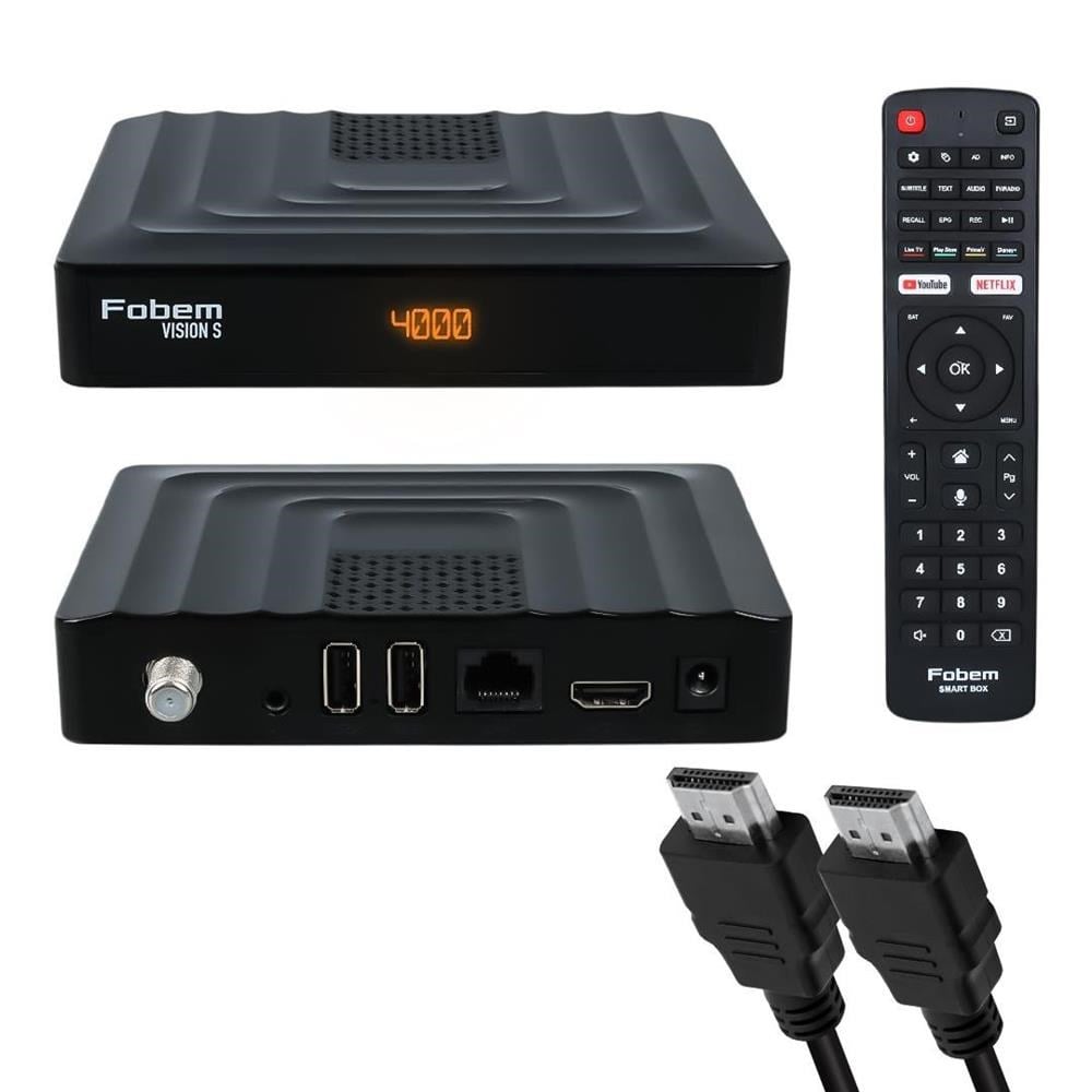 FOBEM VISION S HİBRİT 4GB RAM 32GB HDD 1.5GHZ SES KOMUTLU UYDU ALICILI ANDROID 14 TV BOX (TUNERLİ) 27200