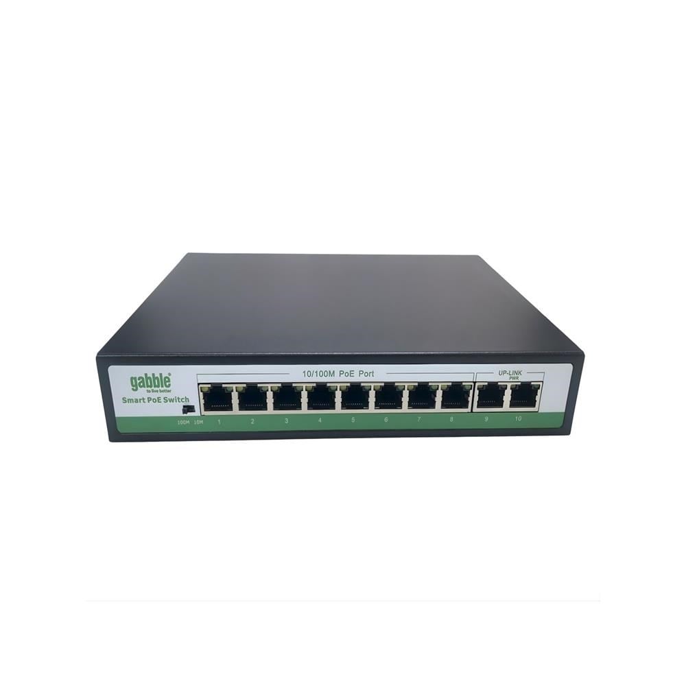 GABBLE GAB-P82MM 10/100M 8 port POE+ 2x100M uplink, 96W. print Poe Switch