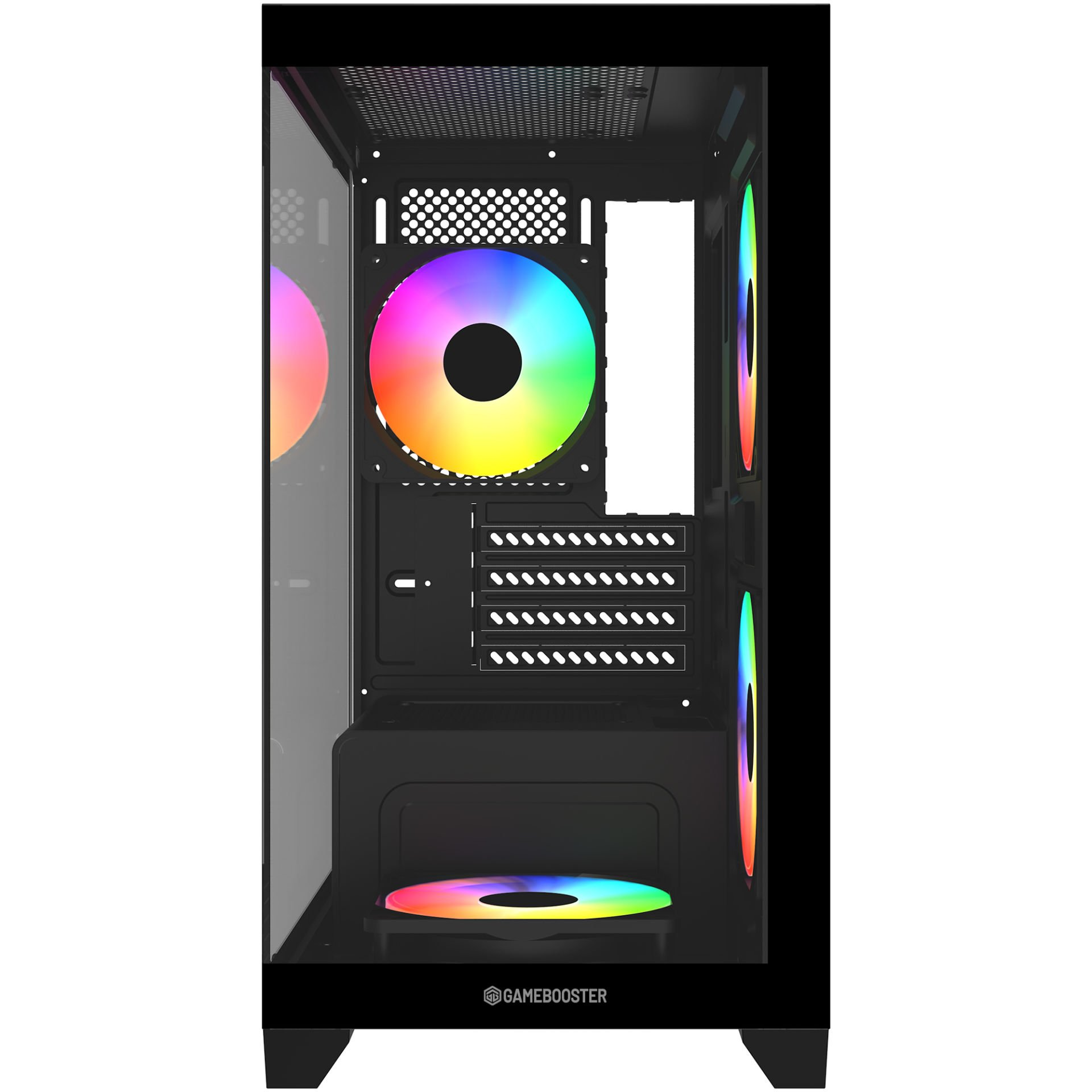 GAMEBOOSTER 600W GB-M6001B 4-Rainbow Fanlı Gaming Mid-Tower PC Kasası