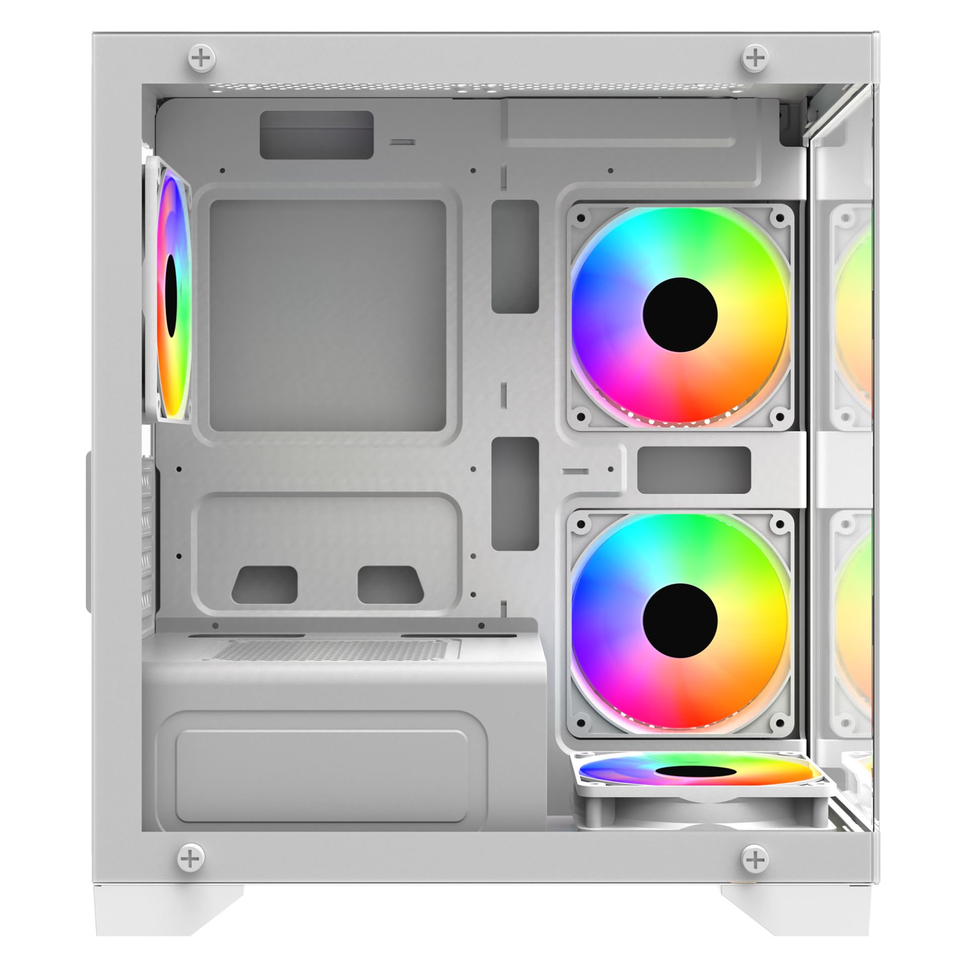 GAMEBOOSTER 600W GB-M6001W 4-Rainbow Fanlı Gaming Mid-Tower PC Kasası Beyaz