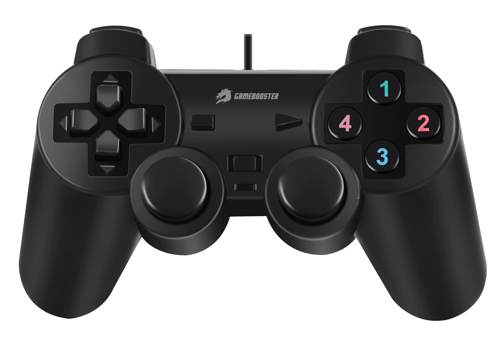 GAMEBOOSTER GB-J18 USB Kablolu Oyun Kolu, Çift Titreşim Motorlu, Ergonomik Siyah Tasarım, PC ve PS3 Uyumlu Gamepad