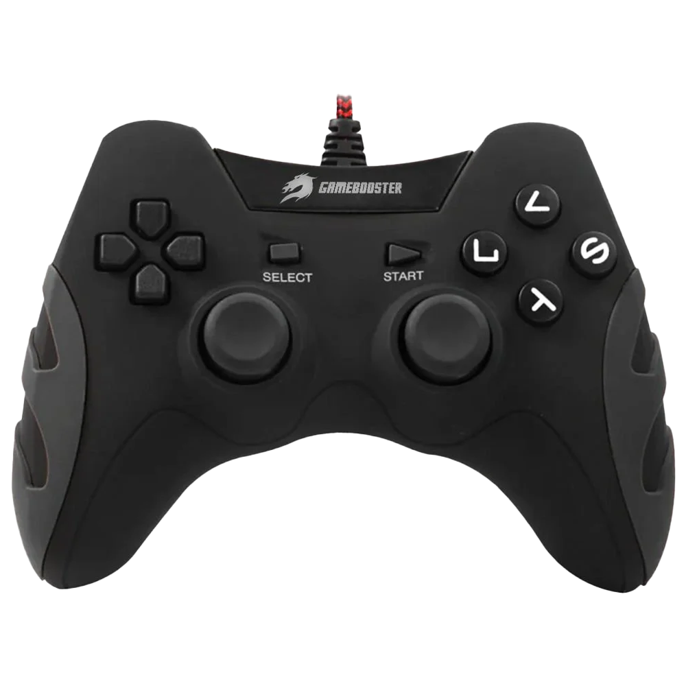 GAMEBOOSTER GB-J54B USB Kablolu Oyun Kolu, Çift Titreşim Motorlu, Ergonomik Siyah Tasarım, PC ve PS3 Uyumlu Gamepad
