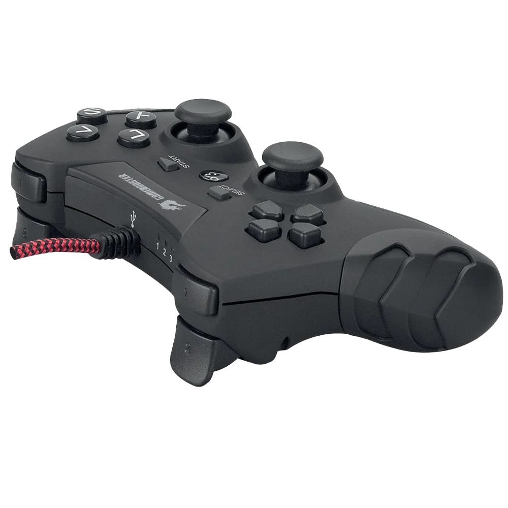 GAMEBOOSTER GB-J54B USB Kablolu Oyun Kolu, Çift Titreşim Motorlu, Ergonomik Siyah Tasarım, PC ve PS3 Uyumlu Gamepad