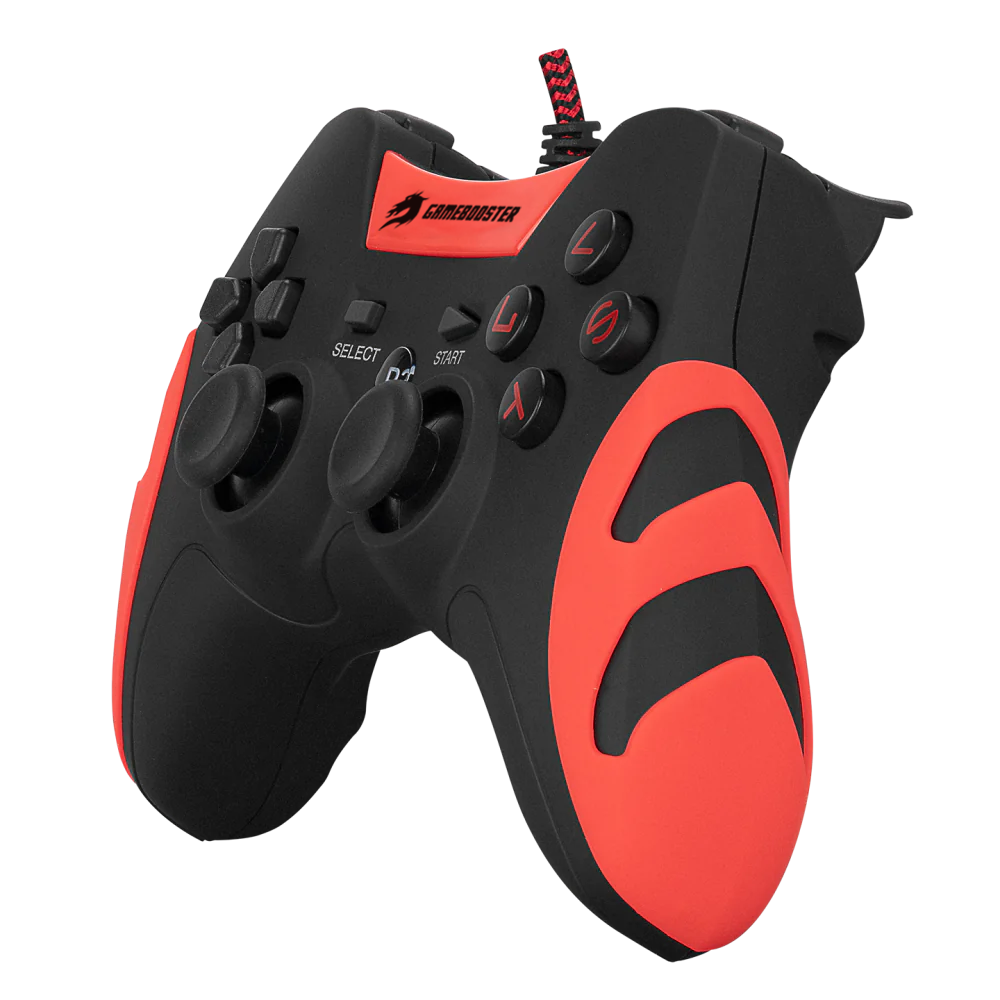 GAMEBOOSTER GB-J54R USB Kablolu Oyun Kolu, Çift Titreşim Motorlu, Ergonomik Kırmızı Tasarım, PC ve PS3 Uyumlu Gamepad