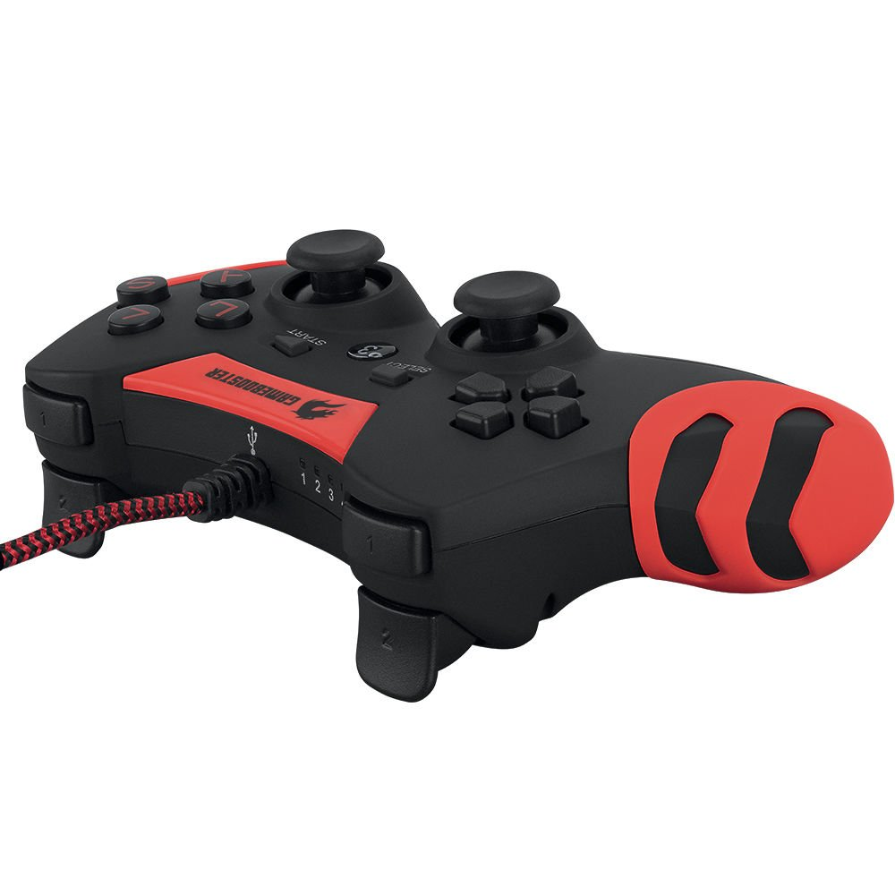 GAMEBOOSTER GB-J54R USB Kablolu Oyun Kolu, Çift Titreşim Motorlu, Ergonomik Kırmızı Tasarım, PC ve PS3 Uyumlu Gamepad
