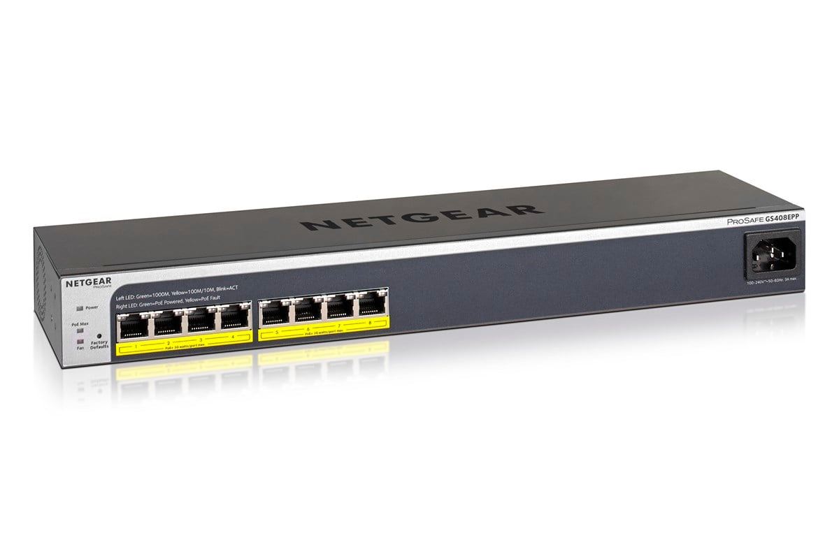 Gigabit Web Managed <b>Easy-Mount Switch</b><br>
8 x 10/100/1000T PoE+ (124W budget)