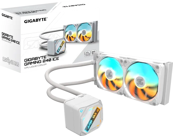 GIGABYTE 240MM GP-GIGABYTE GME 240 ICE ARGB AM5-1851p Sıvı Soğutmalı İşlemci Fanı Beyaz
