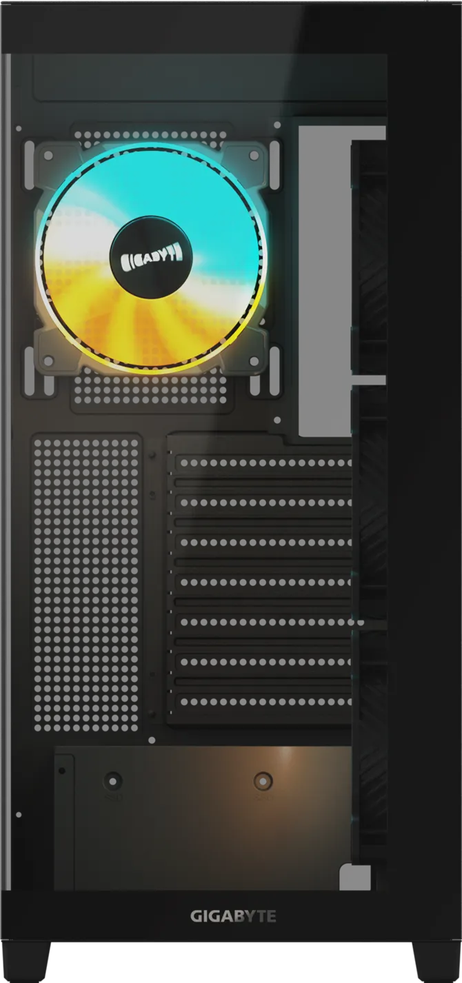GIGABYTE C500 Panoramic Stealth Ön ve Yan Paneli Temperli Cam 4x ARGB Fanlı Gizli Konnektör Uyumlu Siyah Mid Tower Kasası