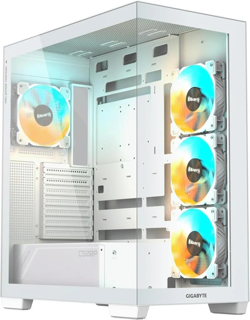 GIGABYTE GB-C500PI-ST C500 Panoramic Stealth Ice Sütunsuz Panoramik Cam Beyaz Mid Tower PC Kasası (4x ARGB Fanlı)