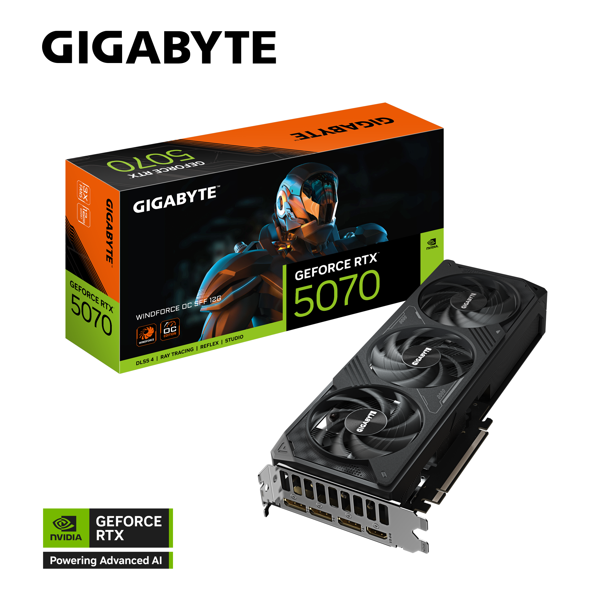GIGABYTE RTX5070 GV-N5070WF3OC-12GD 12GB Geforce RTX5070 GDDR7 192bit HDMI 3xDP 16x Ekran Kartı