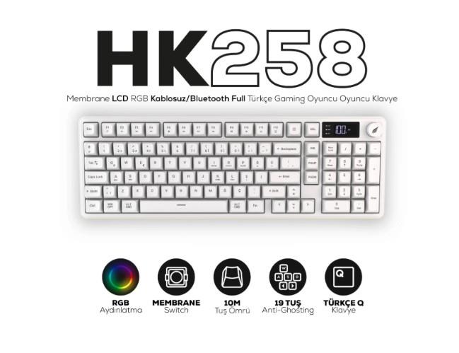 HAWK GAMING HK258W MEMBRANE LCD RGB KABLOSUZ BLUET