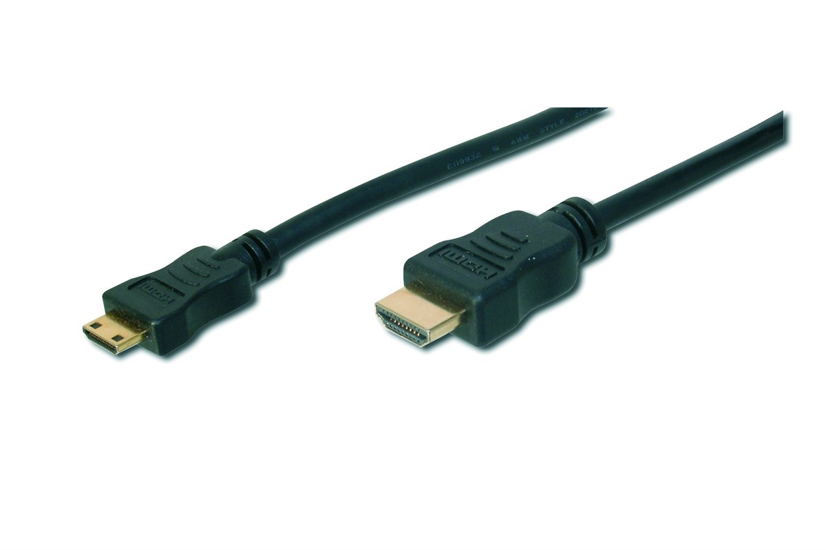 HDMI Highspeed Bağlantı Kablosu (HDMI 1.3), 1080p, HDMI Tip C  (mini) Erkek - HDMI Tip A Erkek, 3 metre, CU, AWG30, 2 x zırhlı, UL, altın kaplama, siyah renk