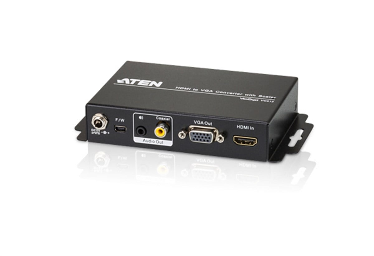 HDMI <-> VGA/Ses Sinyali Çeviricisi, Scaler özelliğine sahip<br>
HDMI to VGA Converter with Scaler

