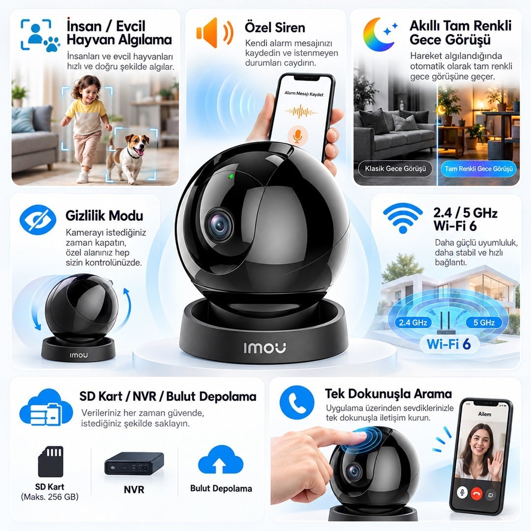 Imou IPC-S2DP-5R1S Rex 3D-R1 Akıllı Takip İki Yönlü Konuşma Gece Görüşlü 5MP Wİ-Fİ Kamera