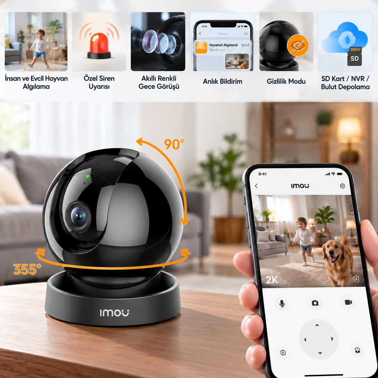 Imou IPC-S2DP-5R1S Rex 3D-R1 Akıllı Takip İki Yönlü Konuşma Gece Görüşlü 5MP Wİ-Fİ Kamera