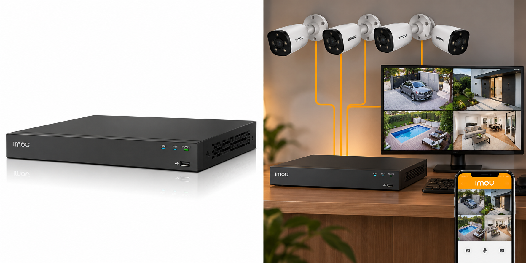 Imou NVR-N236-8A0E N236 4K HDMI + 1080P VGA · H.265 Dahili Mikrofon-Hoparlör 36 Kanal Nvr Kayıt Cihazı