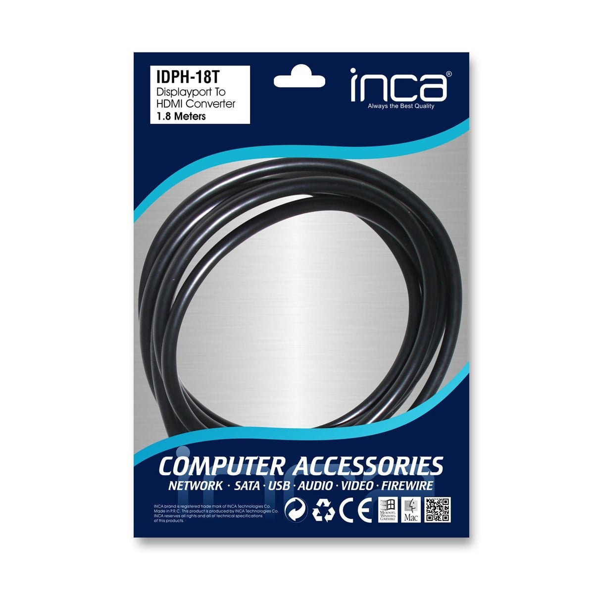 INCA IDPH-18T DISPLAY PORT TO HDMI 1,8 METRE
