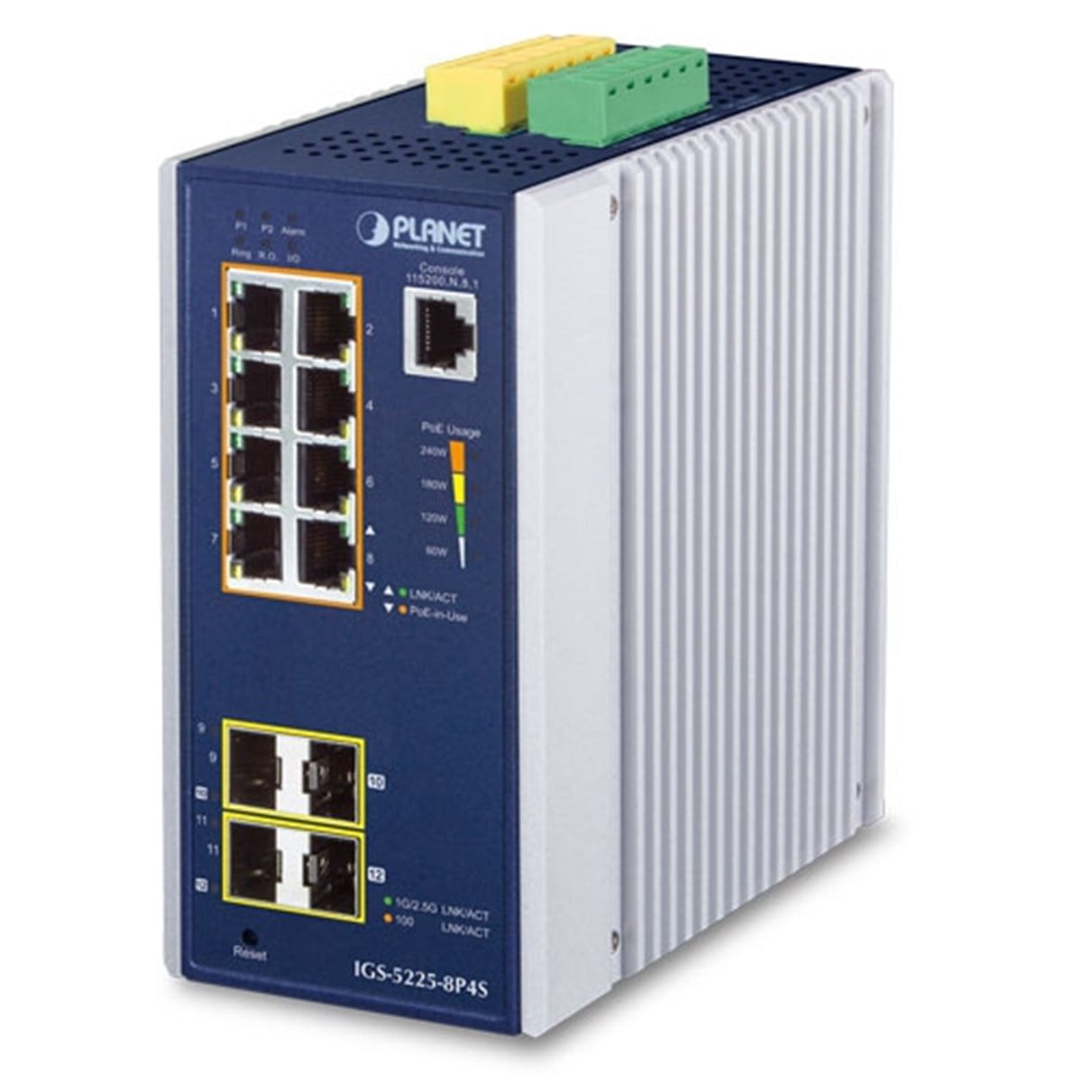Industrial L2+ 8-Port 10/100/1000T 802.3at PoE + 2-Port 100/1G SFP + 2-Port 1G/2.5G SFP Managed Ethernet Switch