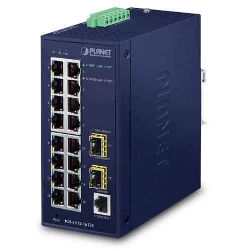 Industrial L2/L4 16-Port 10/100/1000T + 2-Port 100/1000X SFP Managed Switch (-40~75 degrees C)