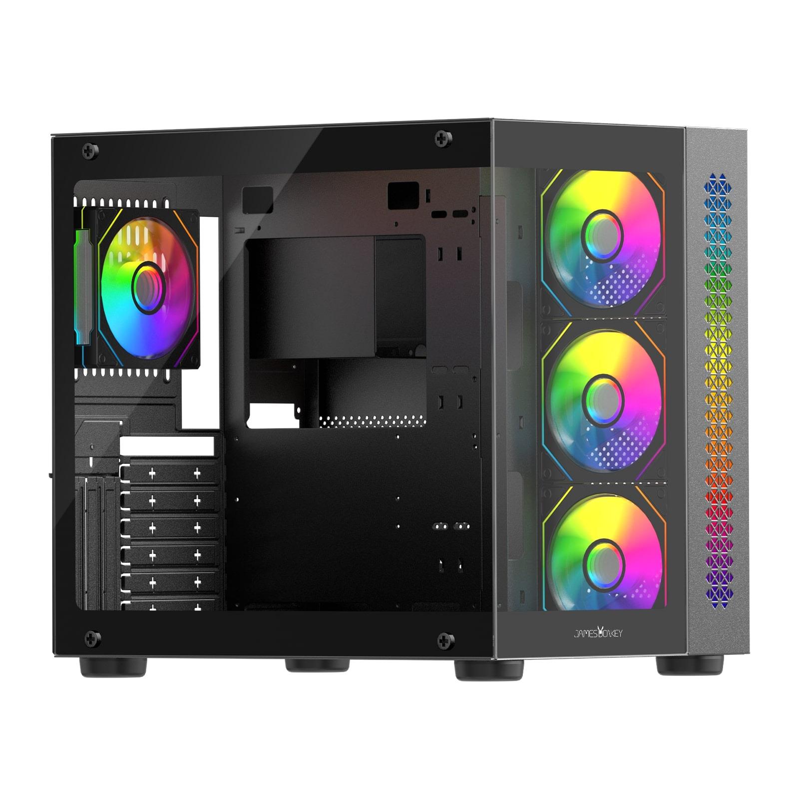 James Donkey Stark S800 4xARGB Temperli Cam 650W 80+ Bronze ATX Siyah Gaming (Oyuncu) Kasa