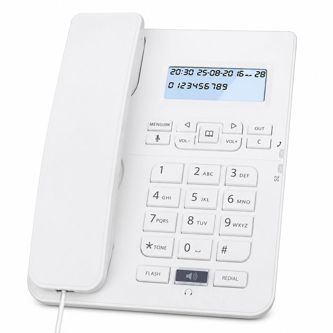 Karel TM-145 Kablolu Ekranlı Krem Masaüstü Telefon