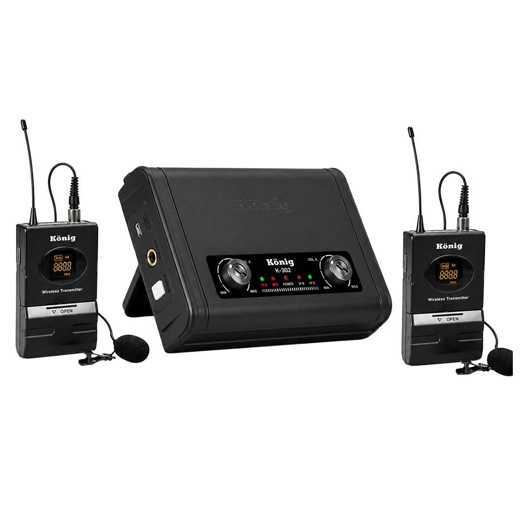 König K-302YY Kablosuz Yaka Mikrofon Seti (Yaka + Yaka UHF Çift Kanal)