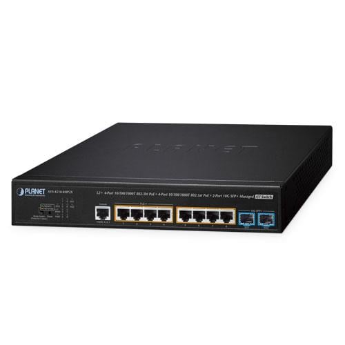 L2+ 4-Port 10/100/1000T 802.3bt PoE + 4-Port 10/100/1000T 802.3at PoE + 2-Port 10G SFP+ Managed AV Switch
